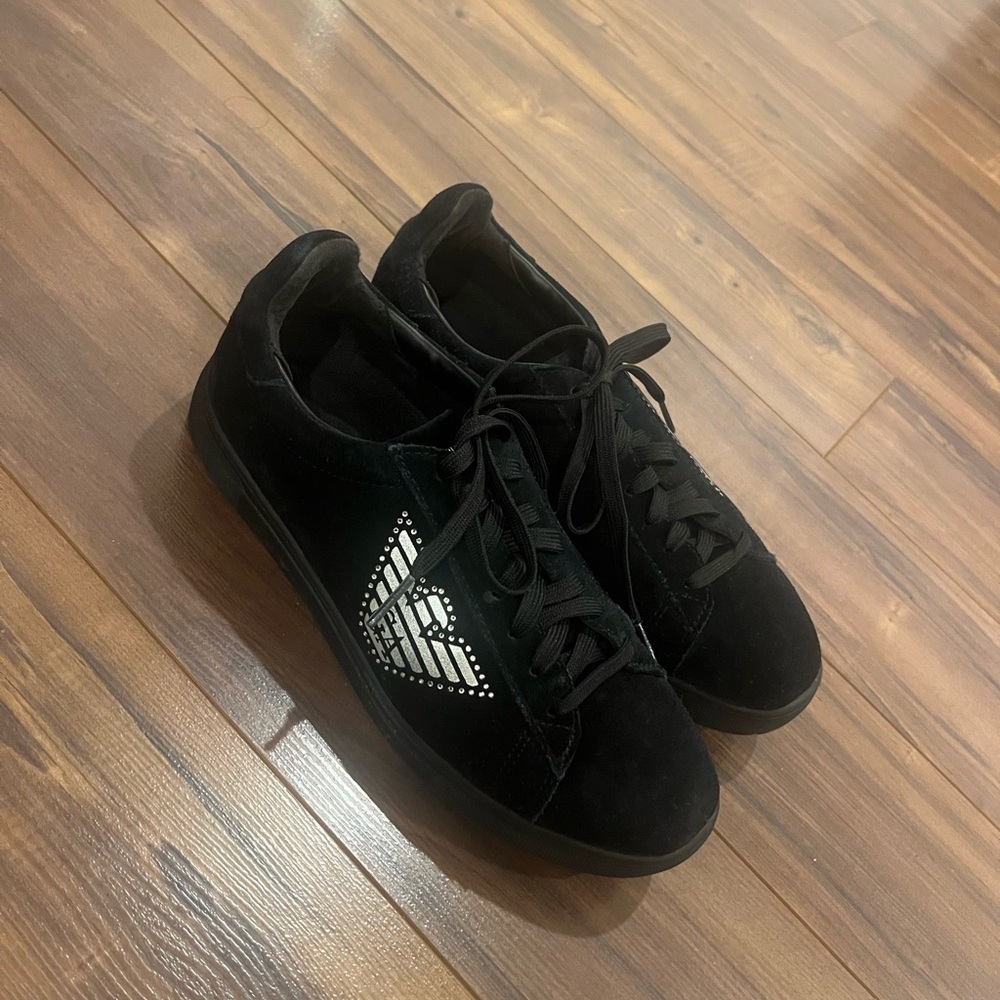 Emporio Armani Black Sneakers with White Logo